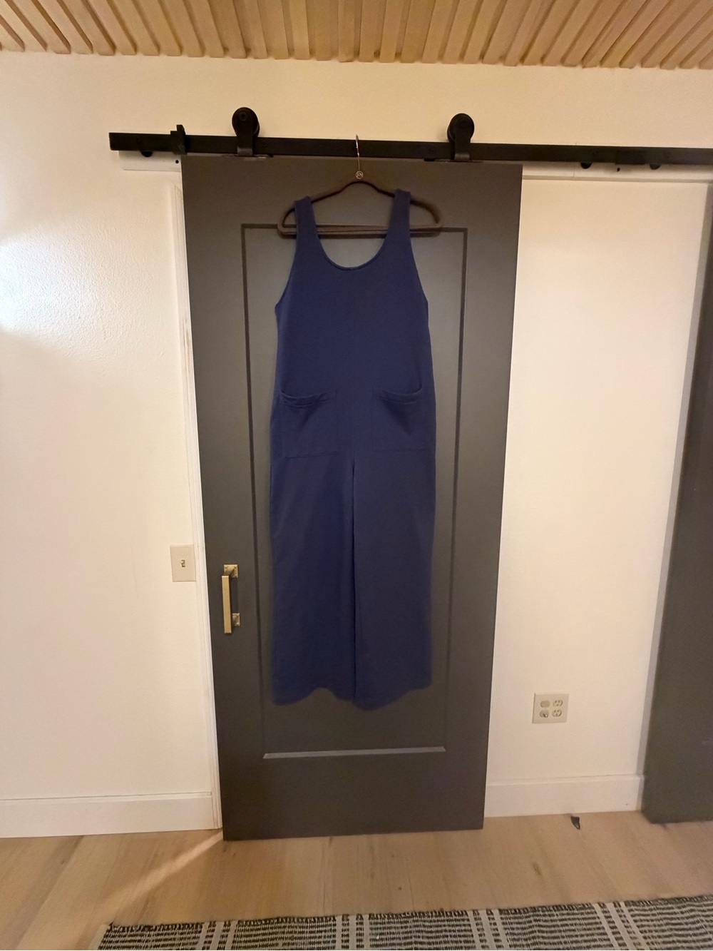 Old Navy Navy Sleeveless Midi Jumpsuit wide leg